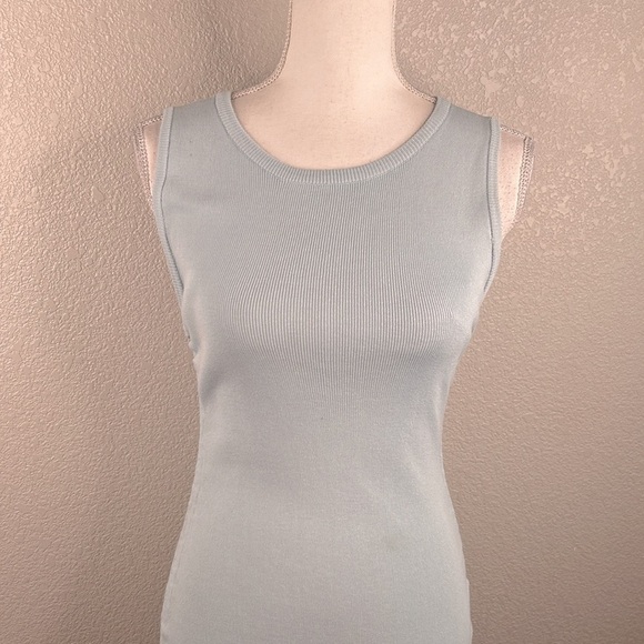 Lioness Light Blue Knit Summer Casual Gathered Sides Tank Midi Dress Size Small - Picture 2 of 7